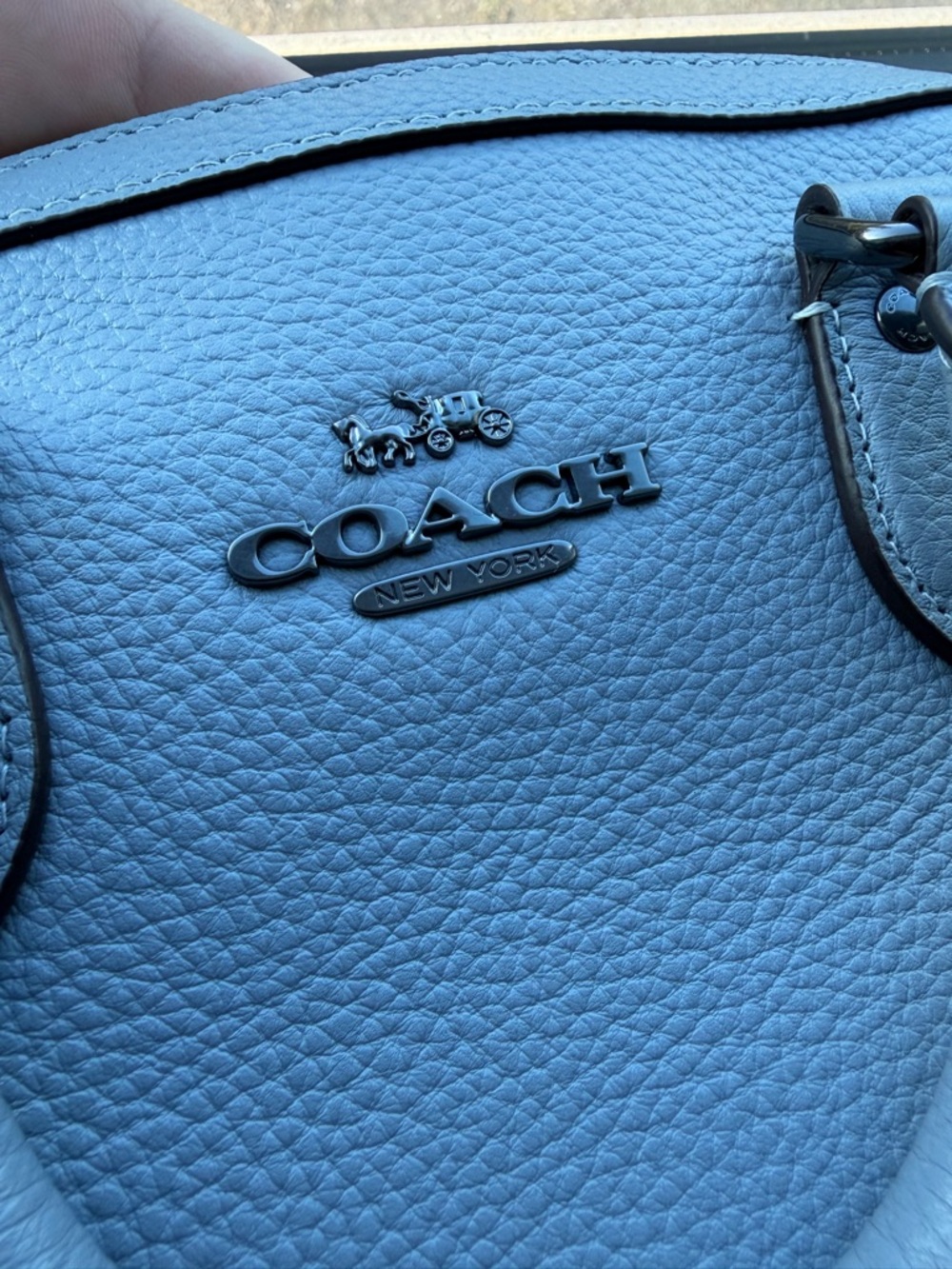 Coach Pebbled Leather Satchel in Blue